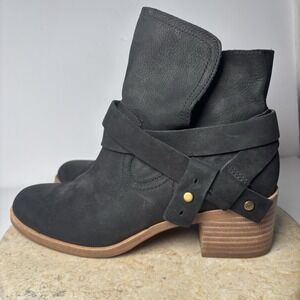 UGG Australia Elora Suede Leather‎ Black Ankle Booties Women's Size 7.5